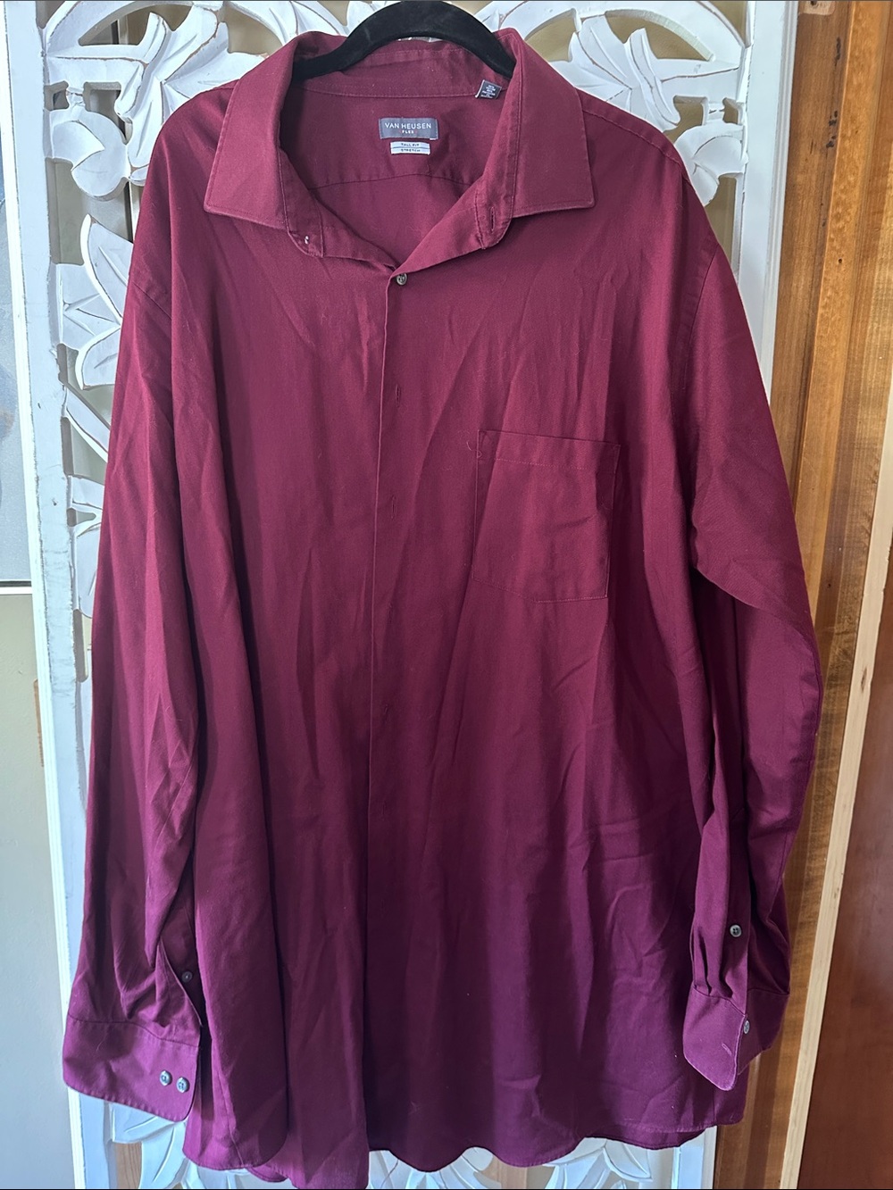 Van Heusen Men's Long Sleeve Button-Up Shirt - Burgundy